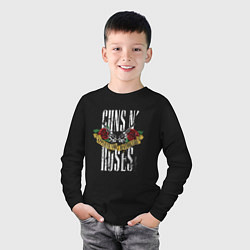 Лонгслив хлопковый детский Guns N Roses Рок группа, цвет: черный — фото 2