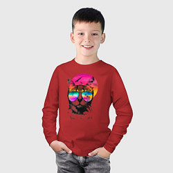 Лонгслив хлопковый детский Котэ на релаксе, цвет: красный — фото 2