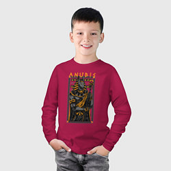 Лонгслив хлопковый детский Анубис с головой шакала, цвет: маджента — фото 2