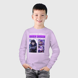 Лонгслив хлопковый детский Геншин импакт - Райдэн, цвет: лаванда — фото 2