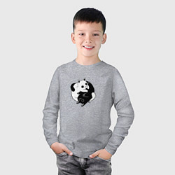 Лонгслив хлопковый детский Yin Yang Black And White Cats, цвет: меланж — фото 2