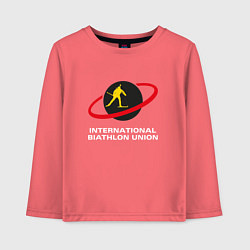 Лонгслив хлопковый детский Биатлон Лого, цвет: коралловый