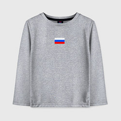 Лонгслив хлопковый детский ФЛАГ РОССИИ МИНИМАЛИЗМ, цвет: меланж