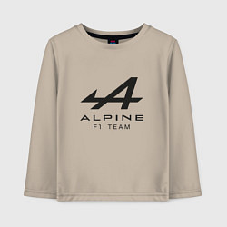 Лонгслив хлопковый детский Alpine F1 team Black Logo, цвет: миндальный