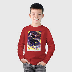 Лонгслив хлопковый детский Фрей в деле, цвет: красный — фото 2