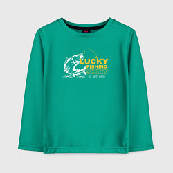 Лонгслив хлопковый детский Счастливая рыбацкая футболка не стирать, цвет: зеленый