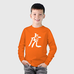 Лонгслив хлопковый детский Тигр Иероглиф, цвет: оранжевый — фото 2