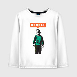 Лонгслив хлопковый детский Граффити соцсети лайки, цвет: белый