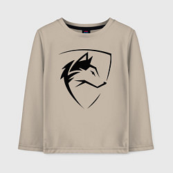Лонгслив хлопковый детский Wolf Emblem Jaw, цвет: миндальный