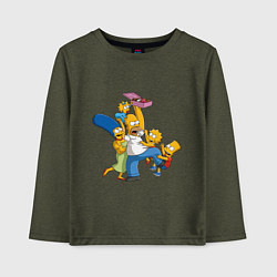 Лонгслив хлопковый детский Simpsons donuts, цвет: меланж-хаки