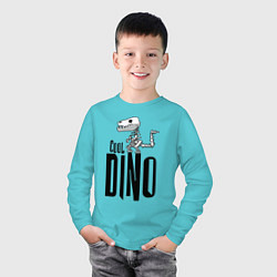 Лонгслив хлопковый детский Cool Dino!, цвет: бирюзовый — фото 2