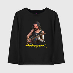 Лонгслив хлопковый детский Джонни Cyberpunk2077 Johnny с гитарой, цвет: черный