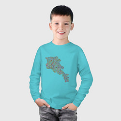 Лонгслив хлопковый детский Armenia Country, цвет: бирюзовый — фото 2