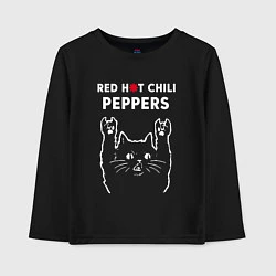 Лонгслив хлопковый детский Red Hot Chili Peppers Рок кот, цвет: черный