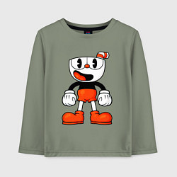 Лонгслив хлопковый детский Cuphead красная чашечка, цвет: авокадо