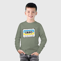 Лонгслив хлопковый детский Кассета retro, цвет: авокадо — фото 2