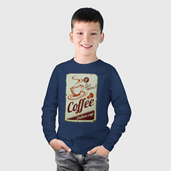Лонгслив хлопковый детский Coffee Cup Retro, цвет: тёмно-синий — фото 2