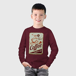 Лонгслив хлопковый детский Coffee Cup Retro, цвет: меланж-бордовый — фото 2