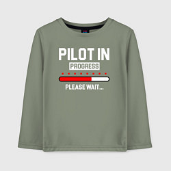 Лонгслив хлопковый детский Pilot In Progress, цвет: авокадо