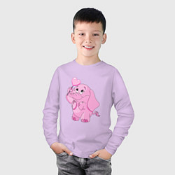 Лонгслив хлопковый детский Розовый слонёнок, цвет: лаванда — фото 2