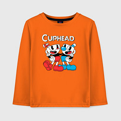 Лонгслив хлопковый детский Cuphead Чашечки, цвет: оранжевый