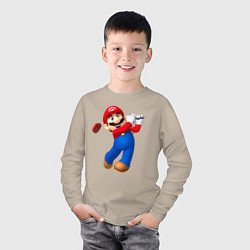 Лонгслив хлопковый детский Марио - крутейший гольфист Super Mario, цвет: миндальный — фото 2