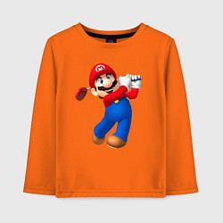Лонгслив хлопковый детский Марио - крутейший гольфист Super Mario, цвет: оранжевый