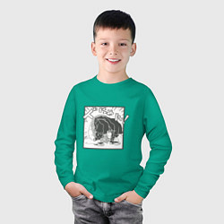 Лонгслив хлопковый детский Иноске Хашибира мостик, цвет: зеленый — фото 2