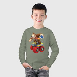 Лонгслив хлопковый детский Donkey Kong Super Mario Nintendo, цвет: авокадо — фото 2