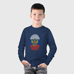 Лонгслив хлопковый детский Россия - ДНК, цвет: тёмно-синий — фото 2