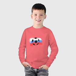 Лонгслив хлопковый детский Футбол - Россия, цвет: коралловый — фото 2