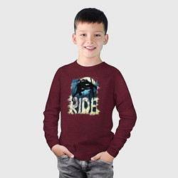Лонгслив хлопковый детский Ride Ski, цвет: меланж-бордовый — фото 2