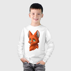 Лонгслив хлопковый детский Милая лисичка Cute fox, цвет: белый — фото 2