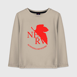 Лонгслив хлопковый детский Nerv в Neon Genesis Evangelion, цвет: миндальный