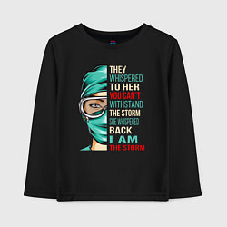 Лонгслив хлопковый детский Они шептали, ты не выдержишь бурю, она прошептала, цвет: черный