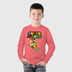 Лонгслив хлопковый детский Bowser Super Mario Nintendo, цвет: коралловый — фото 2