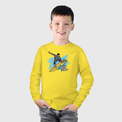 Лонгслив хлопковый детский Серфинг волны, цвет: желтый — фото 2