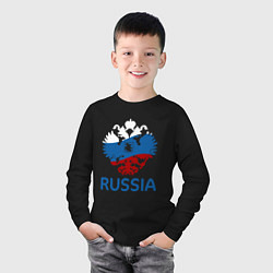 Лонгслив хлопковый детский Russia, цвет: черный — фото 2
