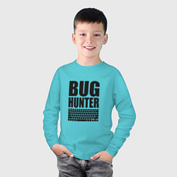 Лонгслив хлопковый детский Bug Хантер, цвет: бирюзовый — фото 2