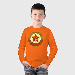 Лонгслив хлопковый детский Герб СССР без надписей, цвет: оранжевый — фото 2