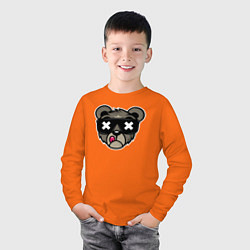 Лонгслив хлопковый детский Мишка в очках, цвет: оранжевый — фото 2