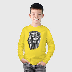 Лонгслив хлопковый детский Черно-белая голова льва, цвет: желтый — фото 2