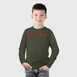 Лонгслив хлопковый детский Helltaker logo, цвет: меланж-хаки — фото 2