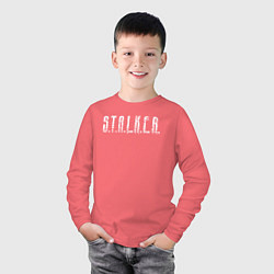Лонгслив хлопковый детский S T A L K E R - Logo, цвет: коралловый — фото 2