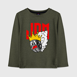 Лонгслив хлопковый детский JDM Wheel King, цвет: меланж-хаки