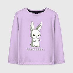 Лонгслив хлопковый детский Заяц хочет кофе, цвет: лаванда