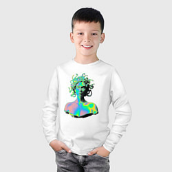 Лонгслив хлопковый детский Gorgon Medusa Vaporwave Neon, цвет: белый — фото 2