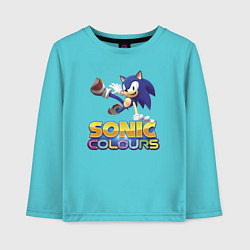 Лонгслив хлопковый детский Sonic Colours Hedgehog Video game, цвет: бирюзовый