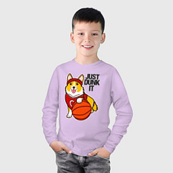 Лонгслив хлопковый детский JUST DUNK IT корги, цвет: лаванда — фото 2