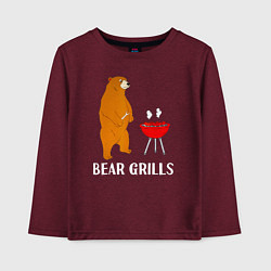 Лонгслив хлопковый детский Bear Grills Беар Гриллс, цвет: меланж-бордовый